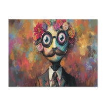 Whimsical Humanoid With Big Eyes and Floral Hair