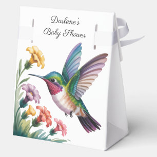 Whimsical Hummingbird Floral Baby Shower Favor Boxes
