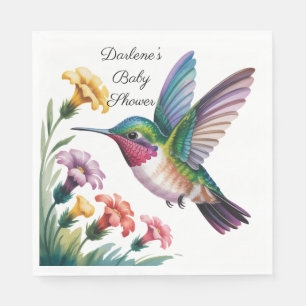 Whimsical Hummingbird Floral Baby Shower Napkins