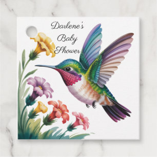 Whimsical Hummingbird Floral Baby Shower Thank You Favor Tags