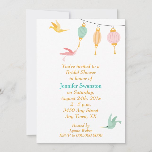 Whimsical Hummingbird Nectar Bridal Shower Invitation (Front)