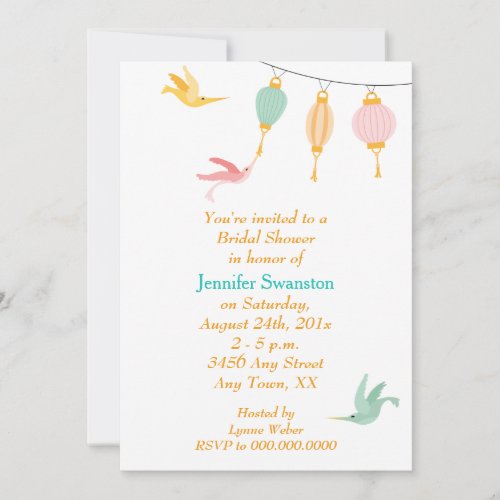 Whimsical Hummingbird Nectar Bridal Shower Invitation