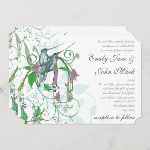 Whimsical Hummingbirds Wedding Invitation #2