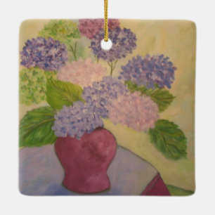 Whimsical Hydrangea Ceramic Ornament