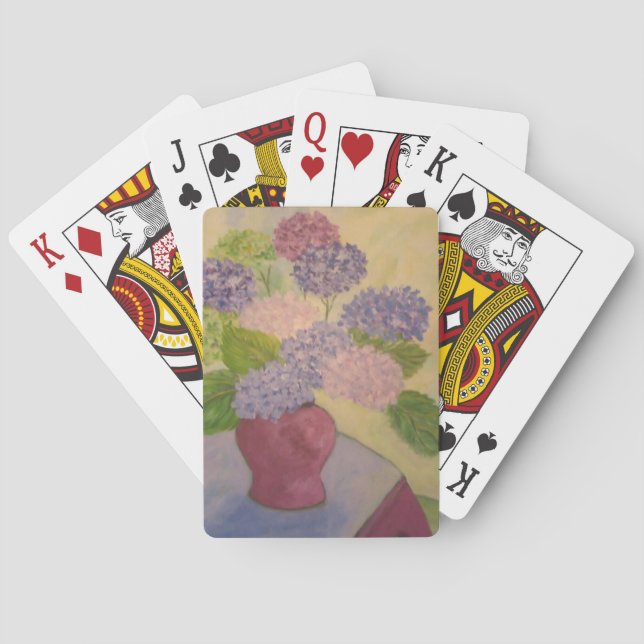 Whimsical Hydrangea Poker Cards (Back)