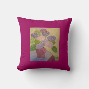 Whimsical Hydrangea Throw Pillow