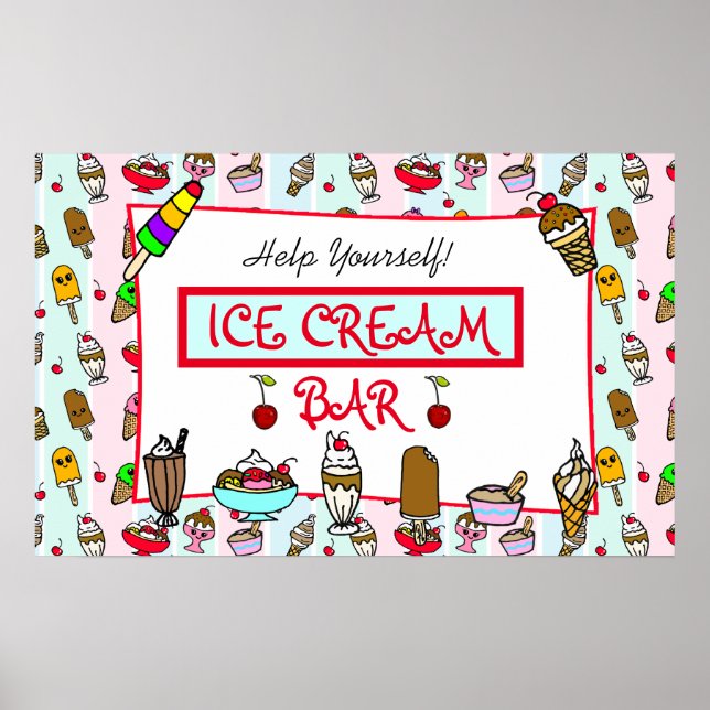 Whimsical Ice Cream Bar Poster (Front)