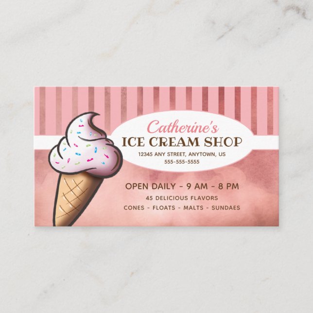 Whimsical Ice Cream Cone | Ice Cream Shop Business Card (Front)