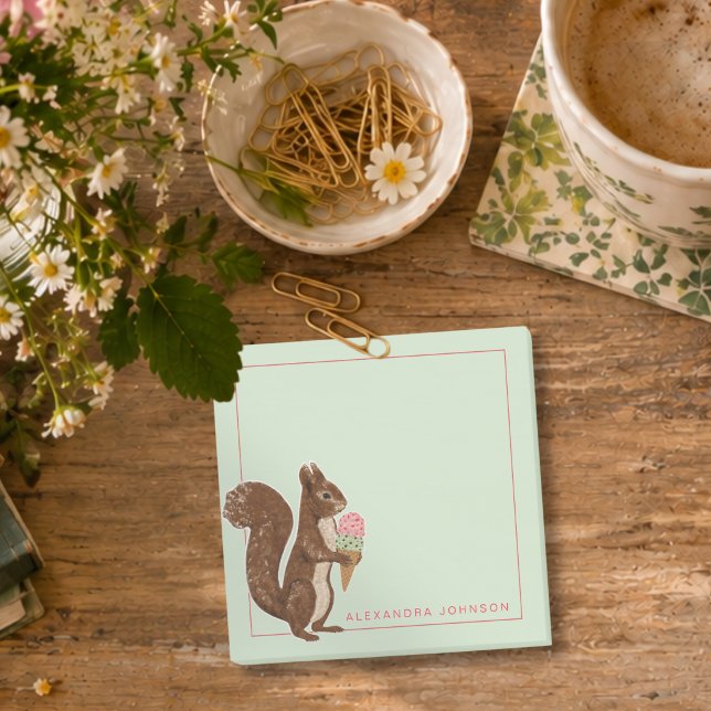 Whimsical Ice Cream Squirrel Post-it Notes (Creator Uploaded)