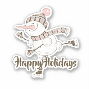 Whimsical Ice Skating Snowmen Car Decal