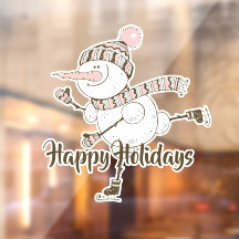Whimsical Ice Skating Snowmen Customizable