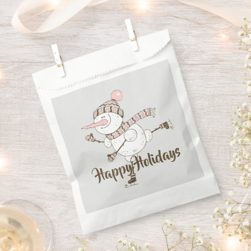 Whimsical Ice Skating Snowmen  Favor Bag