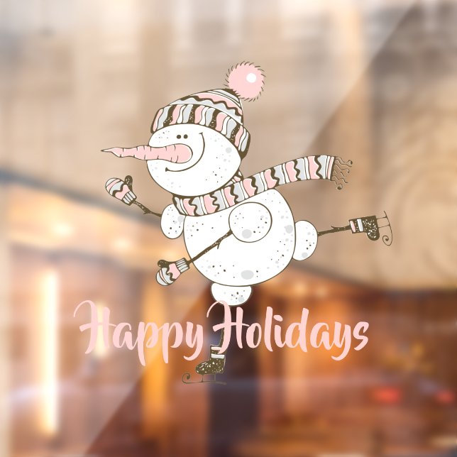 Whimsical Ice Skating Snowmen  Window Cling (Sheet 2)