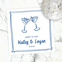 Whimsical Illustrated Cheers To Love Fun Wedding Napkins
