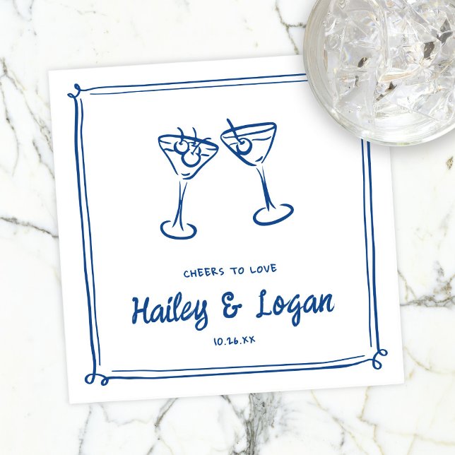 Whimsical Illustrated Cheers To Love Fun Wedding Napkins (Creator Uploaded)