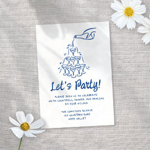 Whimsical Illustrated Cocktails Wedding Reception Enclosure Card