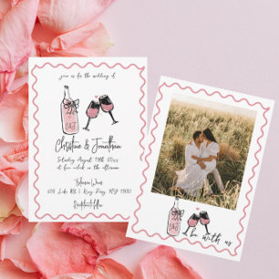 Whimsical Illustrated Retro Wedding Invitation