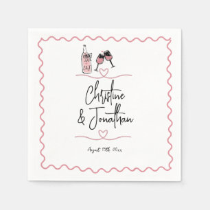 Whimsical Illustrated Retro Wedding Napkins