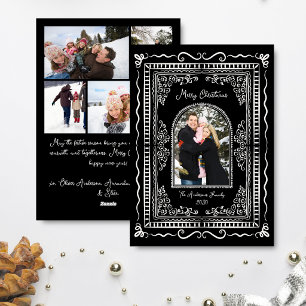 Whimsical Illustrative Christmas Five Photo Holida Holiday Card