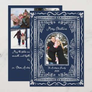 Whimsical Illustrative Christmas Five Photo Holiday Card
