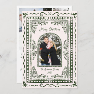 Whimsical Illustrative Christmas Five Photo Holiday Card