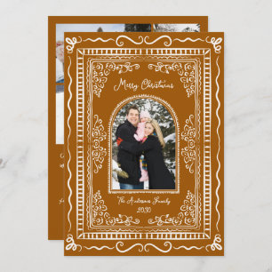 Whimsical Illustrative Christmas Five Photo Holiday Card