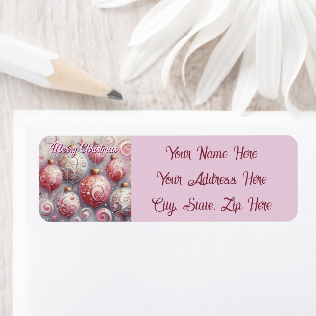 Whimsical Impressionistic Christmas Ornaments Pink Label (Insitu)