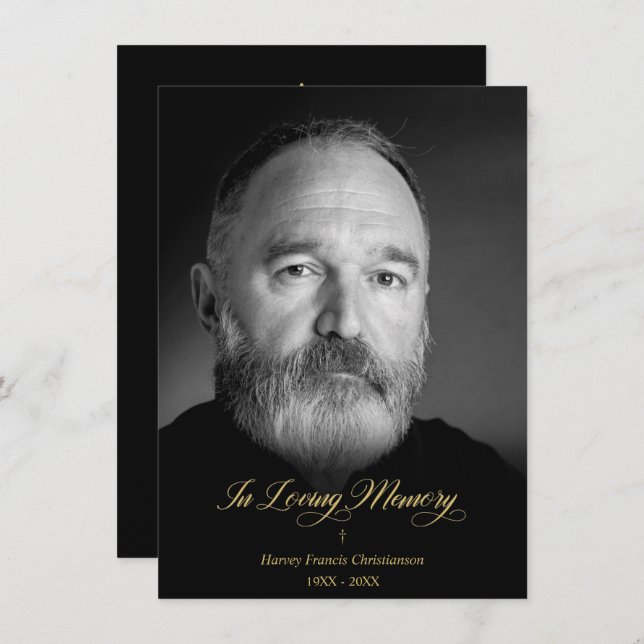 Whimsical In Loving Memory Photo Funeral Service Note Card (Front/Back)