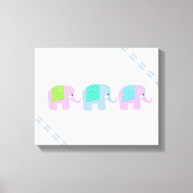 Whimsical Indian Elephants Canvas Print (Front)