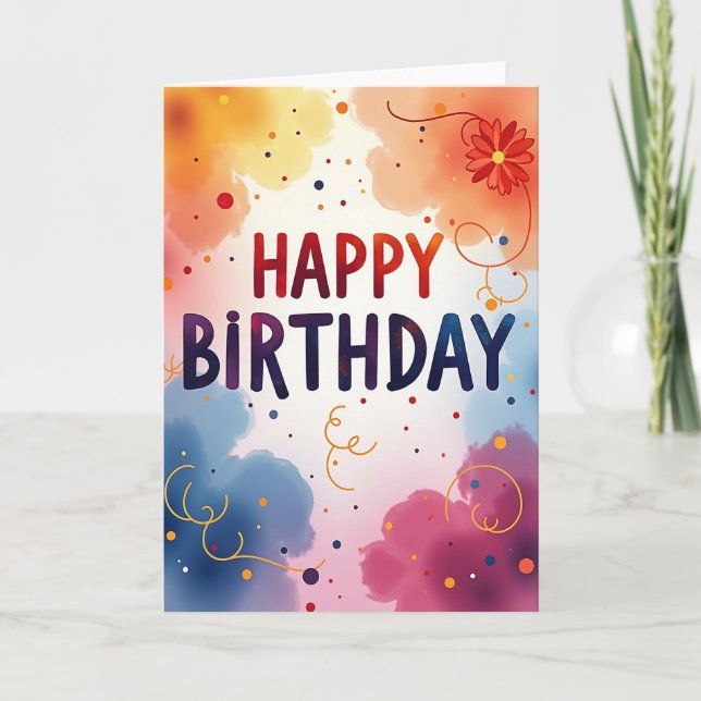 Whimsical Ink Blot Birthday Card (Front)