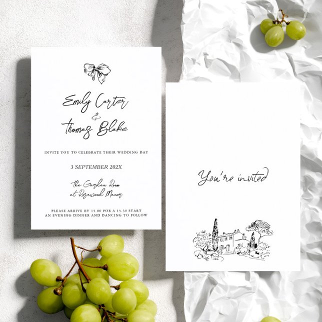 Whimsical Ink Hand Drawn Illustration Wedding Invitation (Whimsical Ink Hand Drawn Illustration Wedding Invitation)