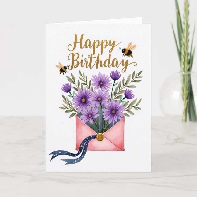 Whimsical Insect Birthday Card (Front)