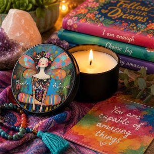 Whimsical Inspirational Fairy Doing Yoga Art Mini Candle Favors