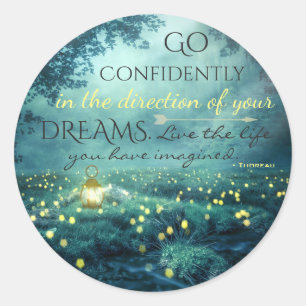 Whimsical Inspiring Dreams Quote Classic Round Sticker
