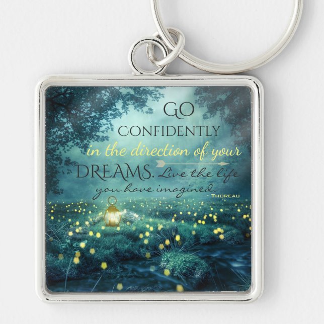 Whimsical Inspiring Dreams Quote Keychain (Front)