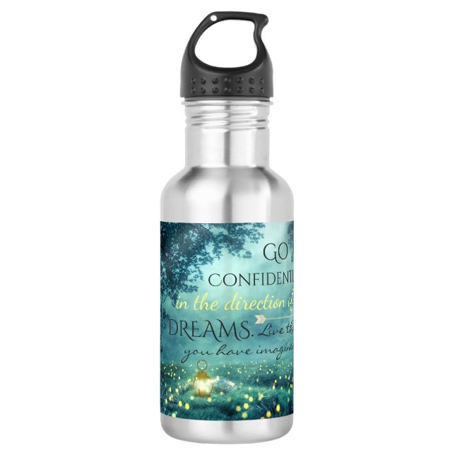 Whimsical Inspiring Dreams Quote Water Bottle (Front)