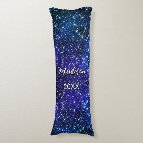 Whimsical iridescent blue Glitter monogram Body Pillow
