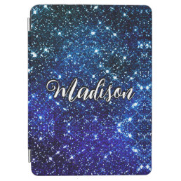 Whimsical iridescent blue Glitter monogram iPad Air Cover