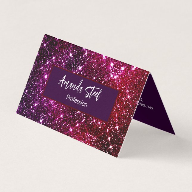 Whimsical iridescent pink Glitter monogram Business Card (Front)