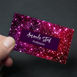 Whimsical iridescent pink Glitter monogram Business Card Magnet