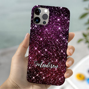 Whimsical iridescent pink Glitter monogram iPhone 11 Case