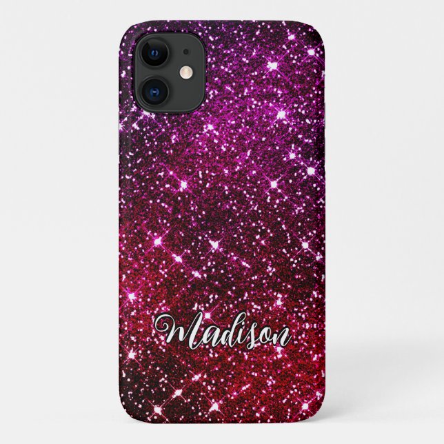 Whimsical iridescent pink Glitter monogram Case-Mate iPhone Case (Back)