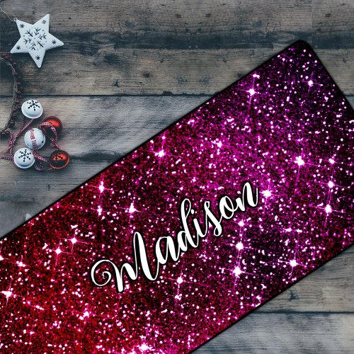 Whimsical iridescent pink Glitter monogram Desk Mat