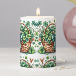 Whimsical Irish Shamrock Pillar Candle