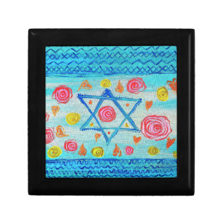 Whimsical Israeli flag with flowers & hearts Gift Box