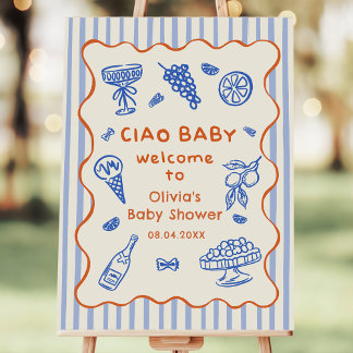 Whimsical Italian Ciao Baby Baby Shower Welcome Foam Board