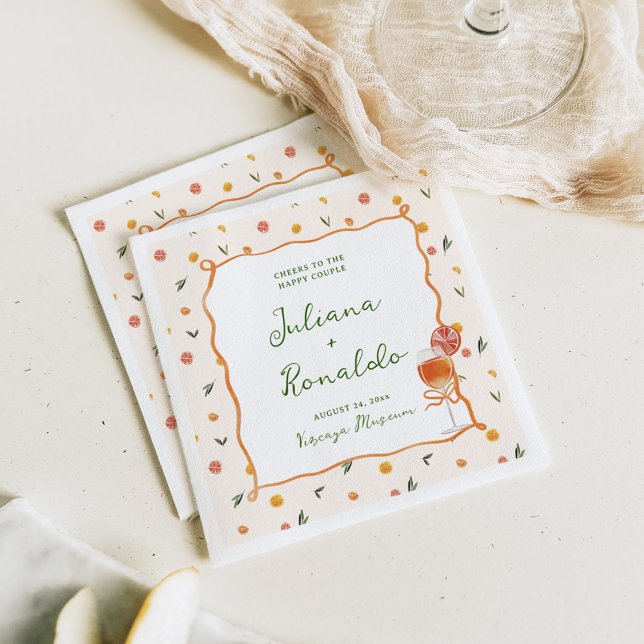 Whimsical Italian Citrus Wedding Napkins (Creator Uploaded)