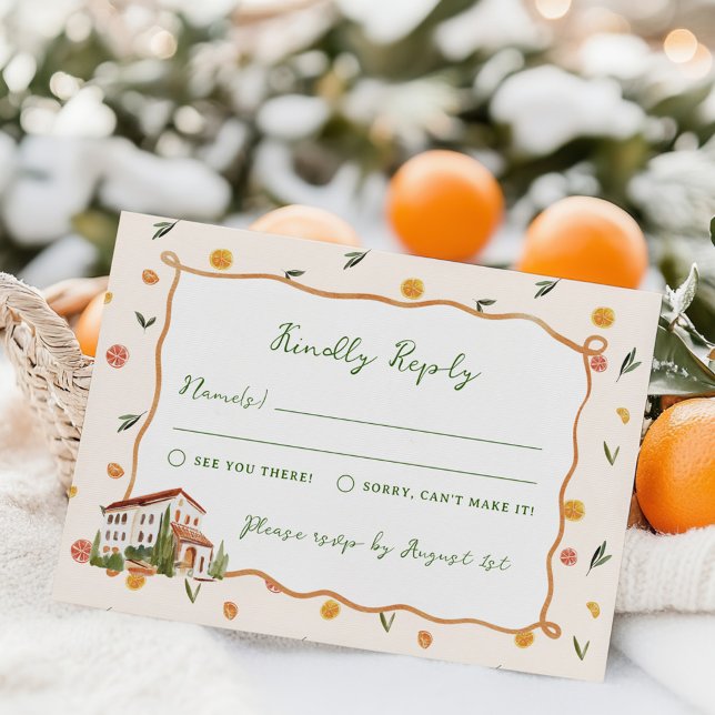 Whimsical Italian Citrus Wedding RSVP Card (Creator Uploaded)