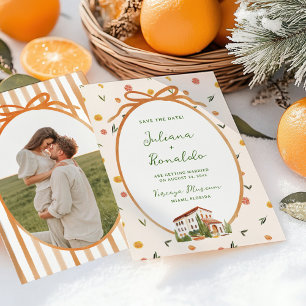 Whimsical Italian Citrus Wedding Save the Date Invitation