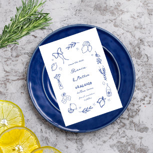 Whimsical Italian Hand Drawn Lemons Frame Wedding Save The Date